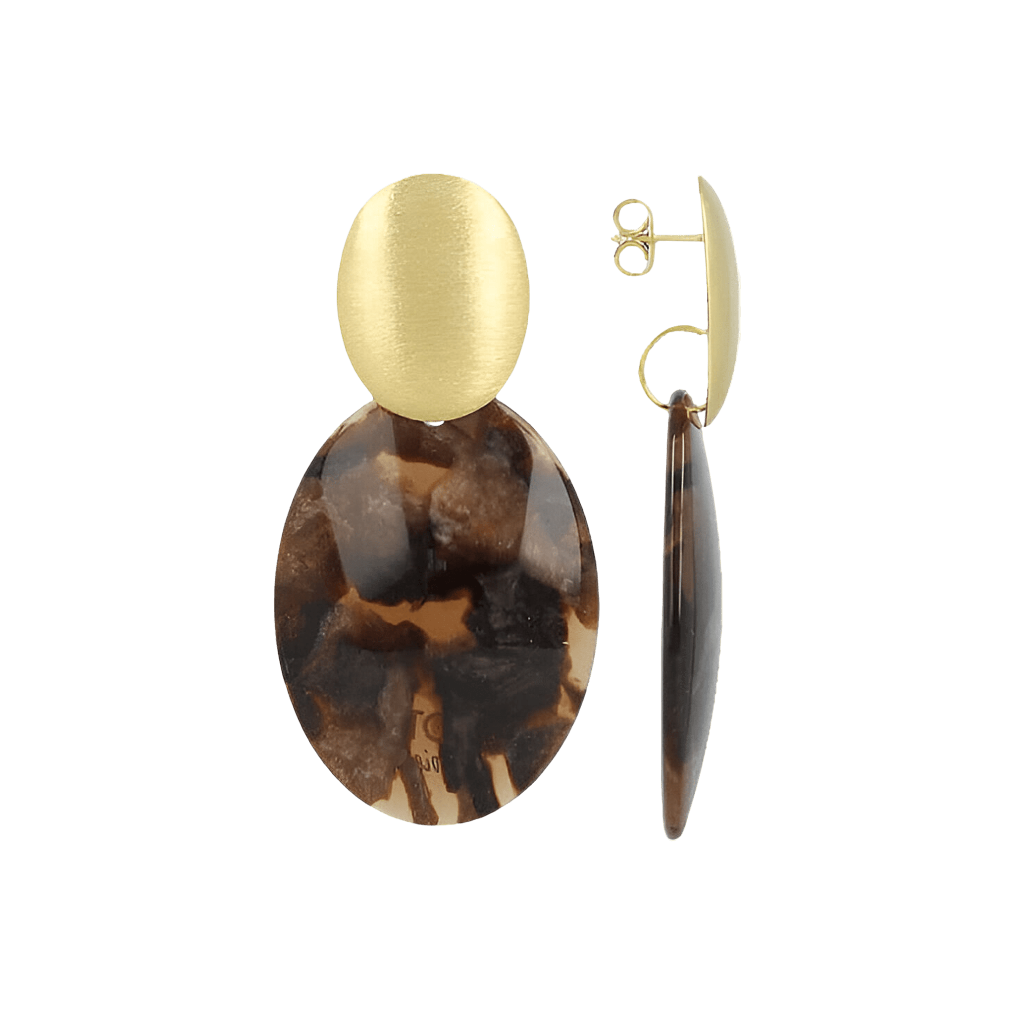 LOTT.gioielli Ohrringe Sirius Closed Bugle Oval, L, brown mixed, vergoldet