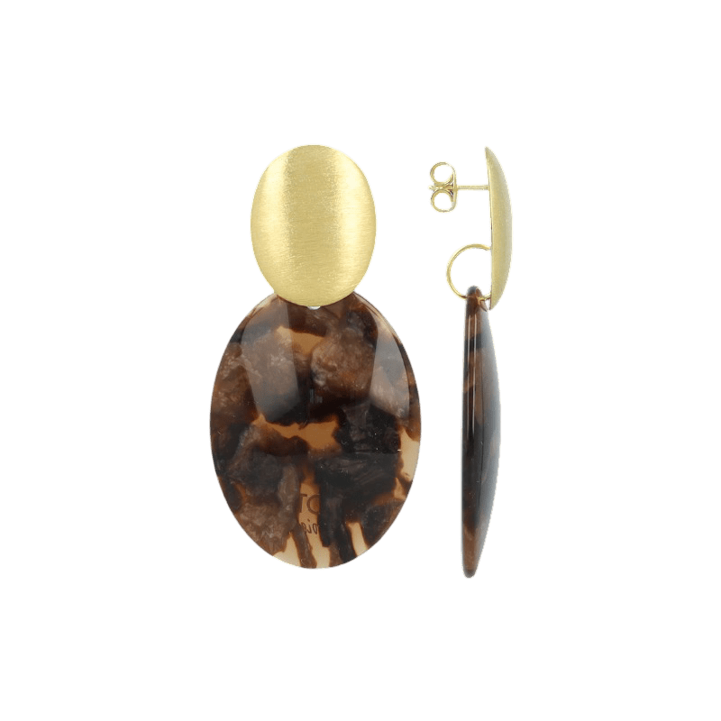 LOTT.gioielli Ohrringe Sirius Closed Bugle Oval, L, brown mixed, vergoldet