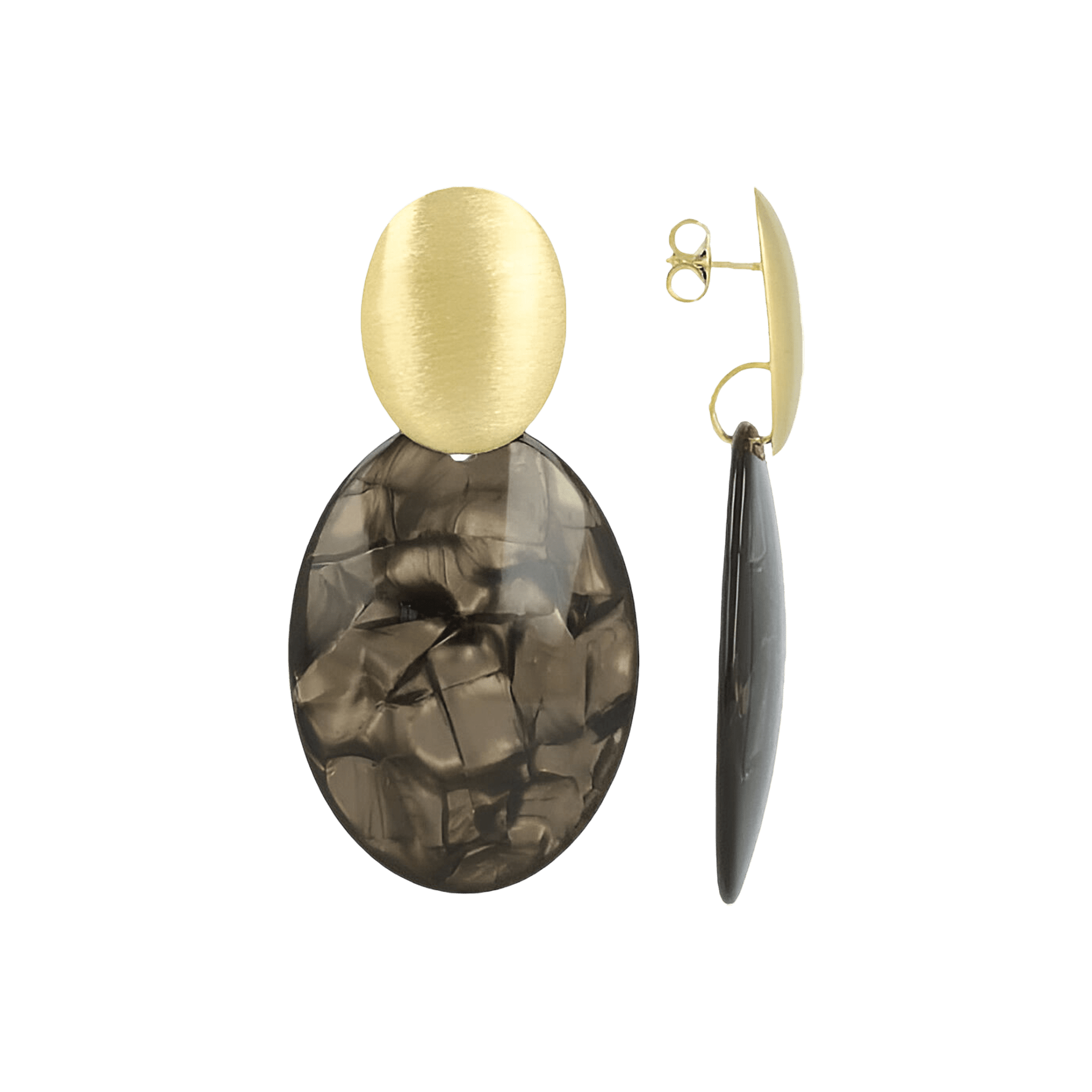 LOTT.gioielli Ohrringe Sirius Closed Bugle Oval, L, nutshell satin, vergoldet