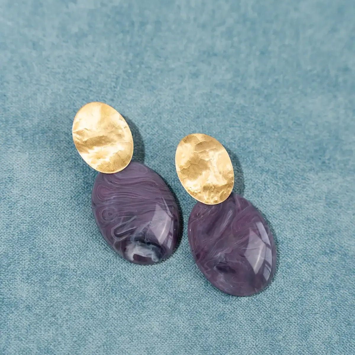 LOTT.gioielli Ohrringe Sirius Closed Bugle Oval, S, dark lavender, vergoldet