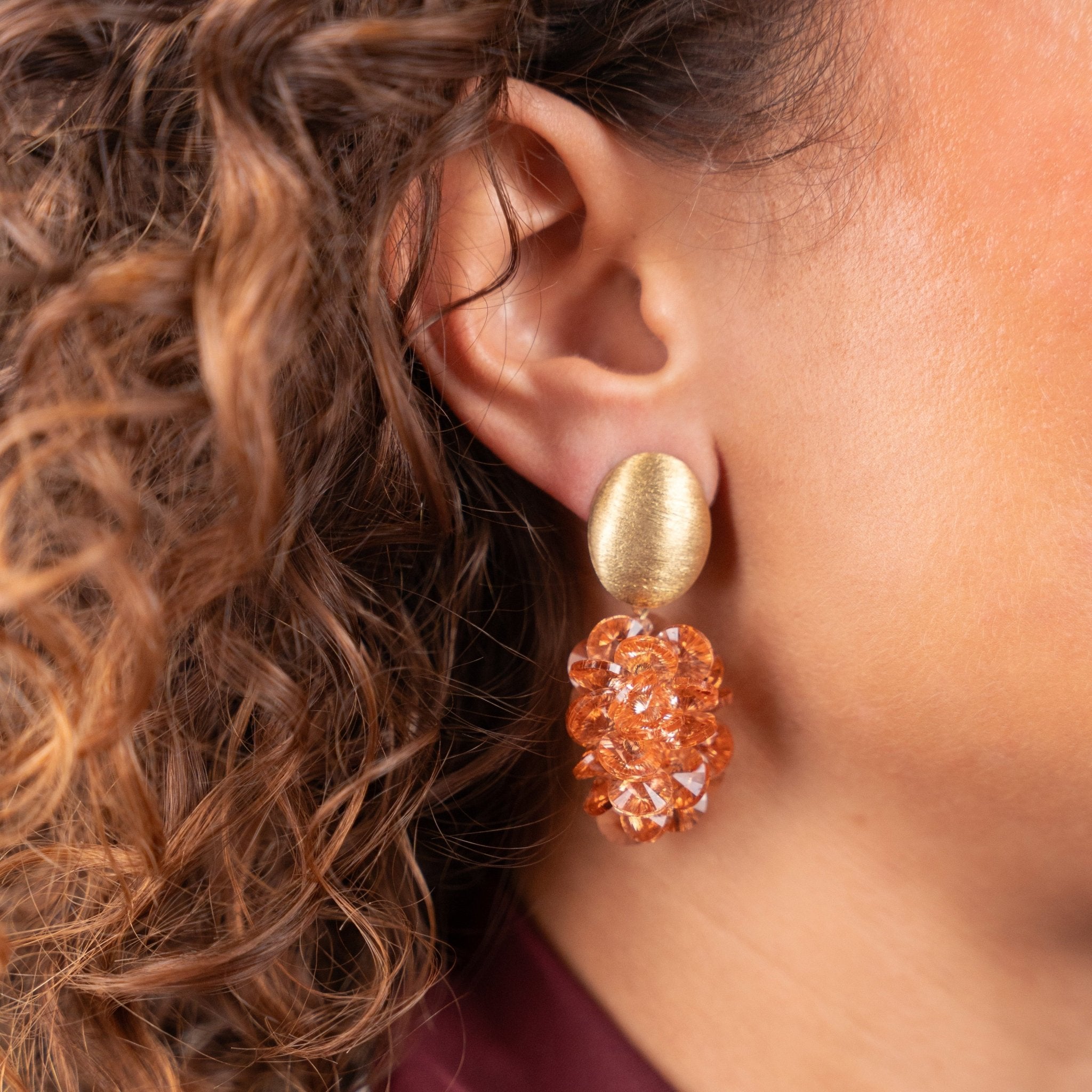 LOTT.gioielli Ohrringe Thick Oval Crystal Sequins, light neon flare, vergoldet