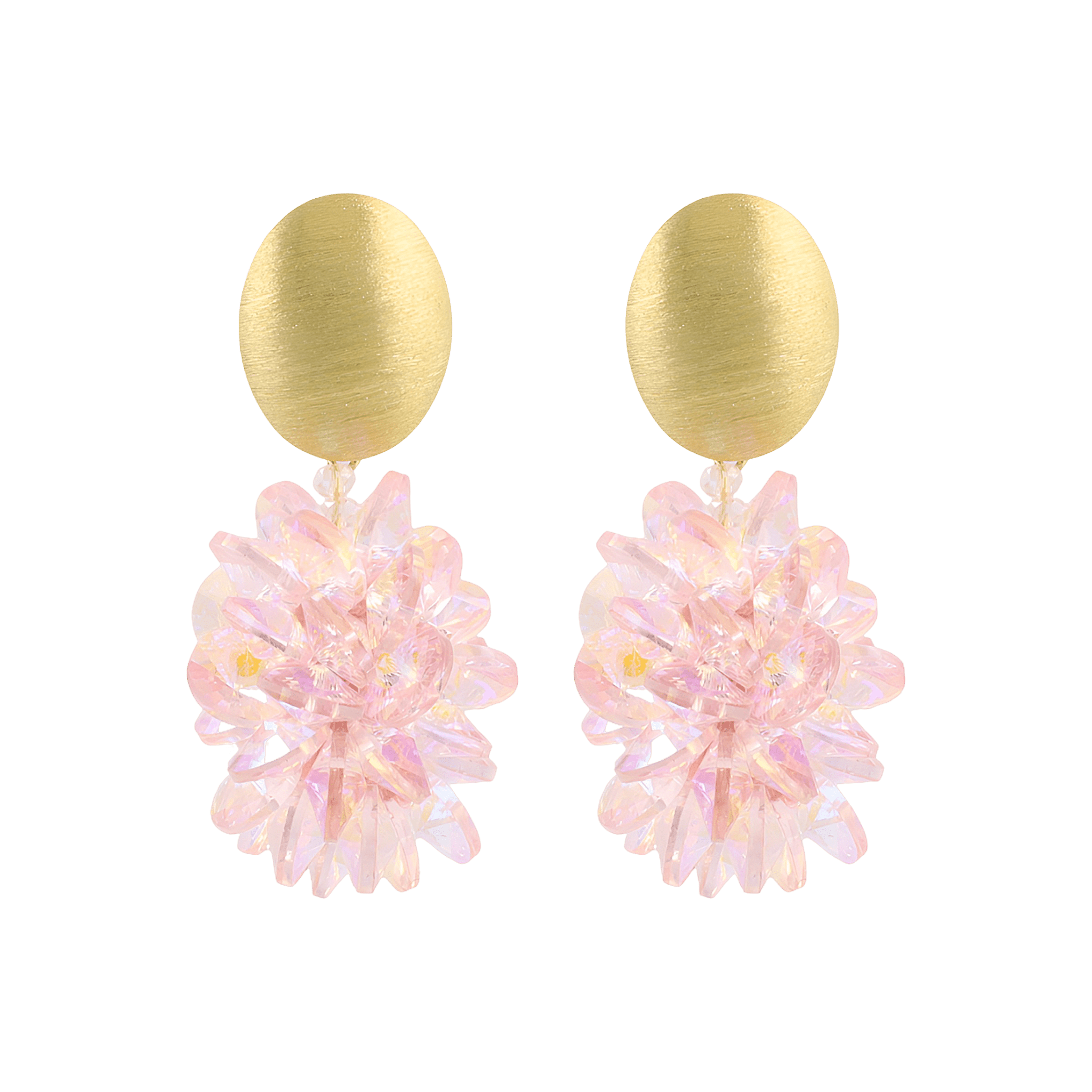 LOTT.gioielli Ohrringe Thick Oval Crystal Sequins, pink holo, vergoldet