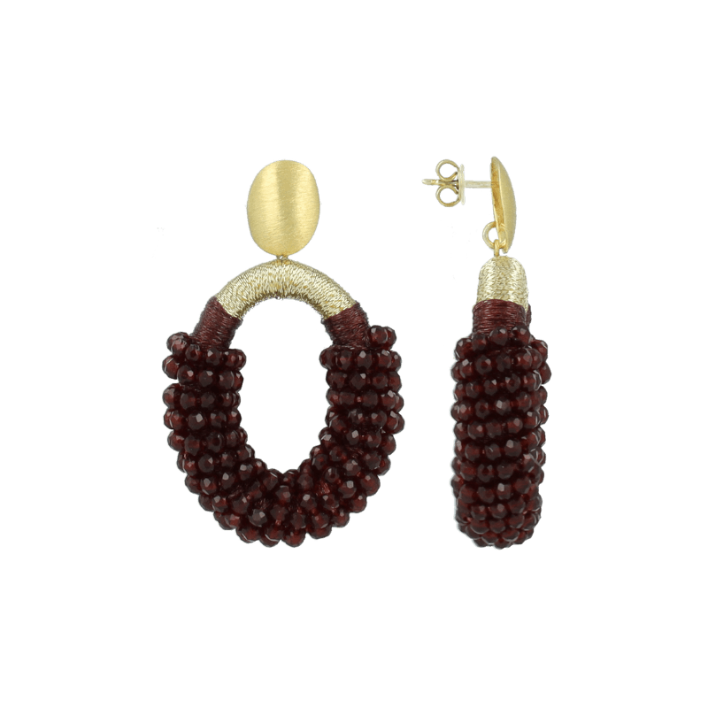 LOTT.gioielli Ohrringe Yara Combi Oval, cherry lacquer, M, vergoldet