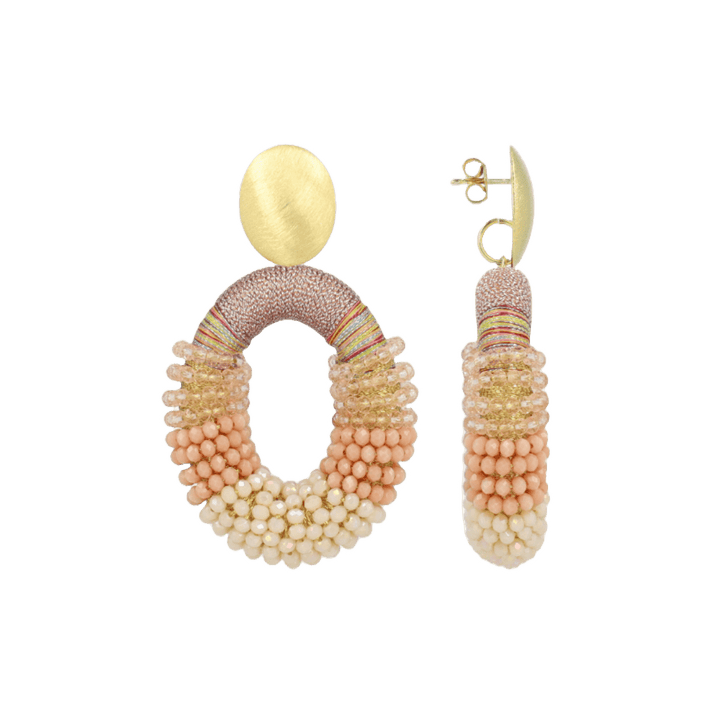 LOTT.gioielli Ohrringe Yara Combi Oval, coral mix, L, vergoldet