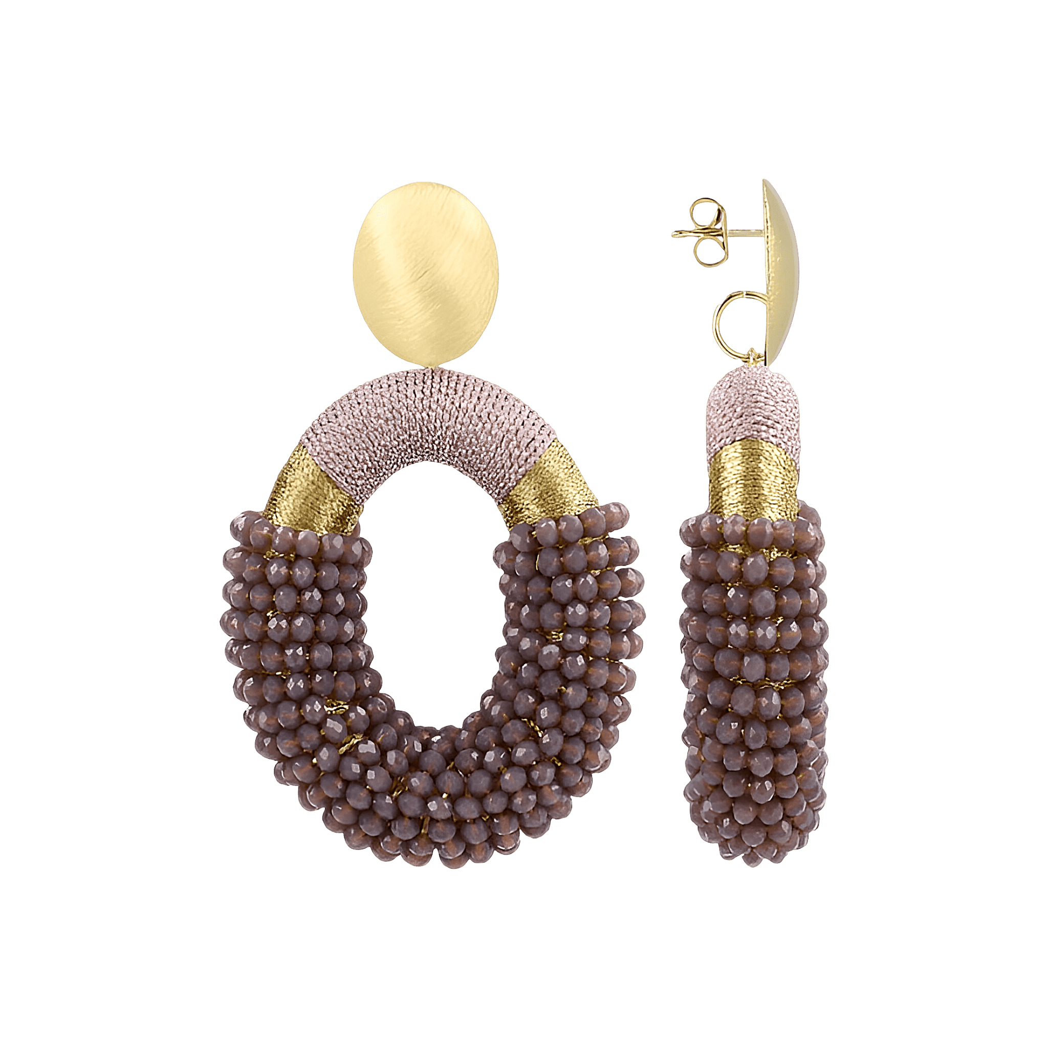 LOTT.gioielli Ohrringe Yara Combi Oval, dark lavender, L, vergoldet