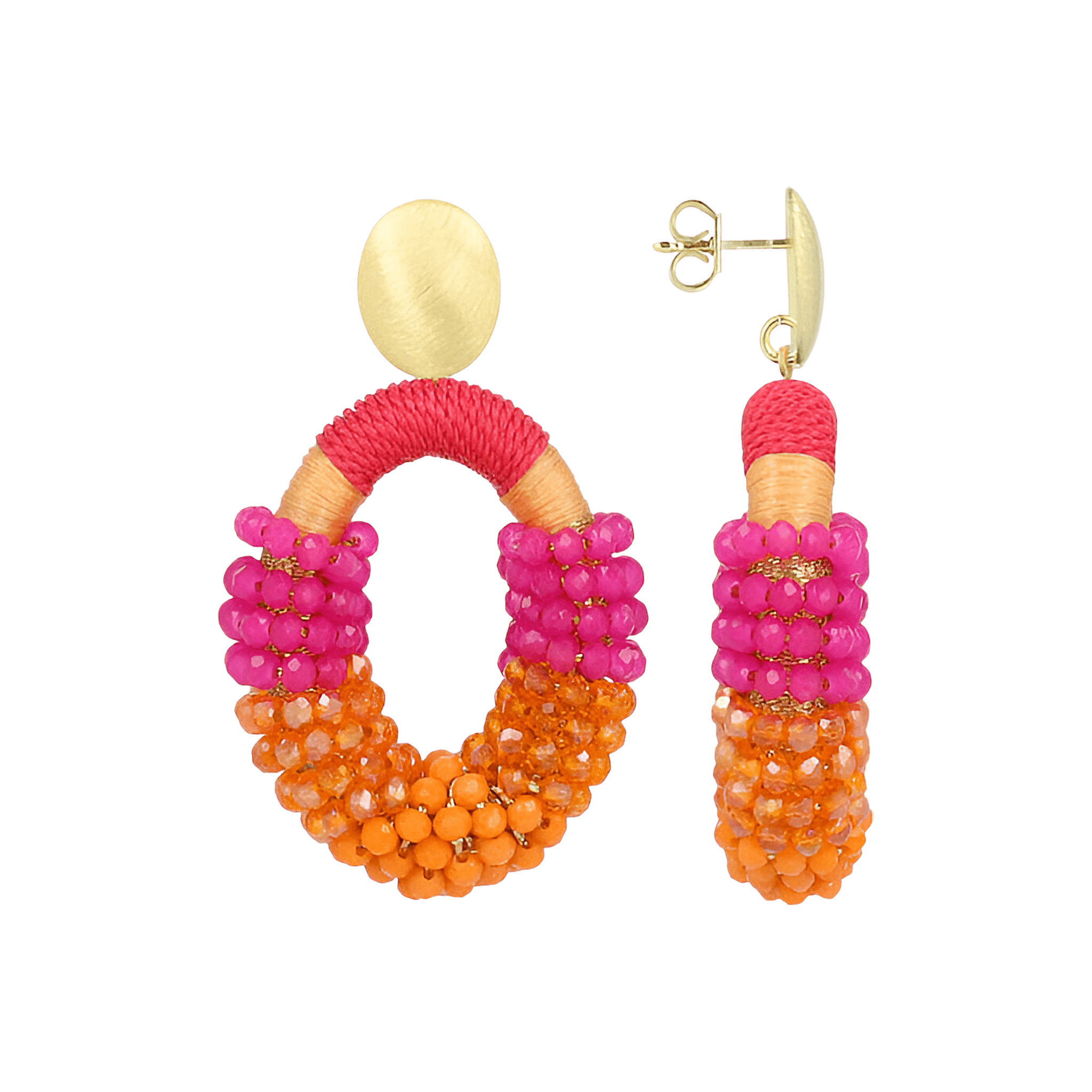 LOTT.gioielli Ohrringe Yara Combi Oval, fuchsia/orange, M, vergoldet