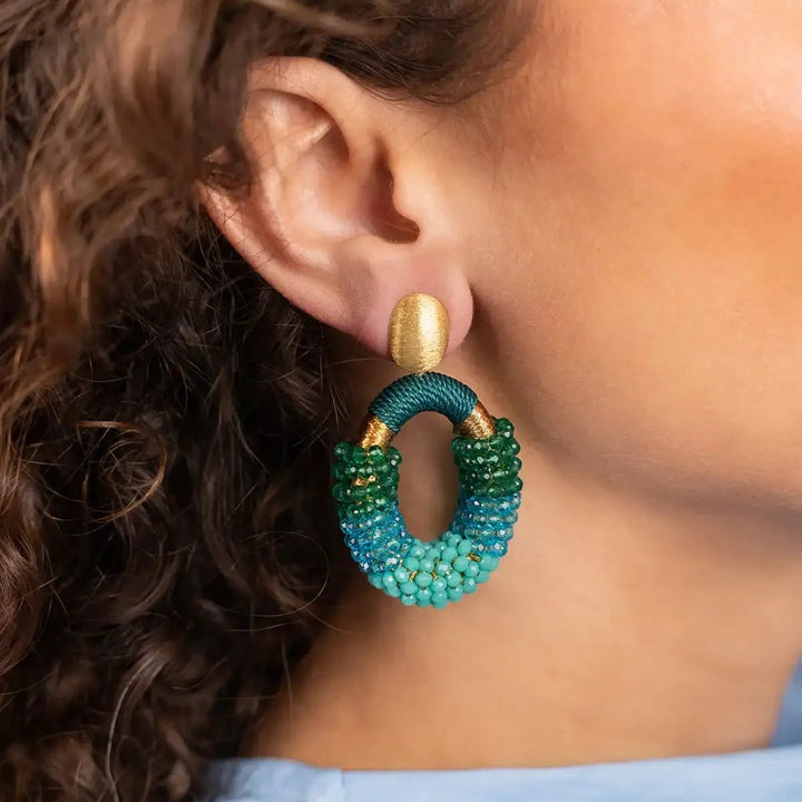 LOTT.gioielli Ohrringe Yara Combi Oval, light ocean, M, vergoldet