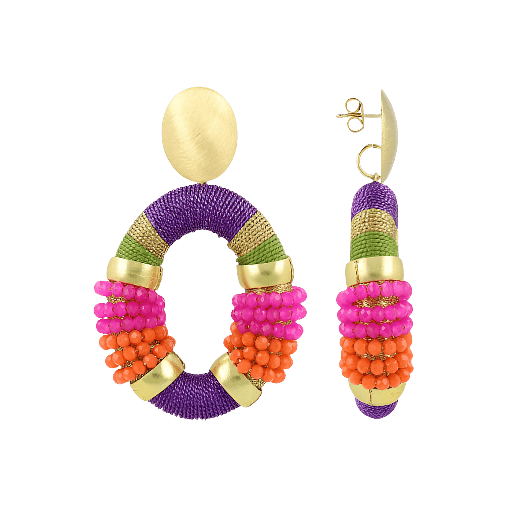 LOTT.gioielli Ohrringe Yara Combi Oval, lila/fuchsia, L, vergoldet
