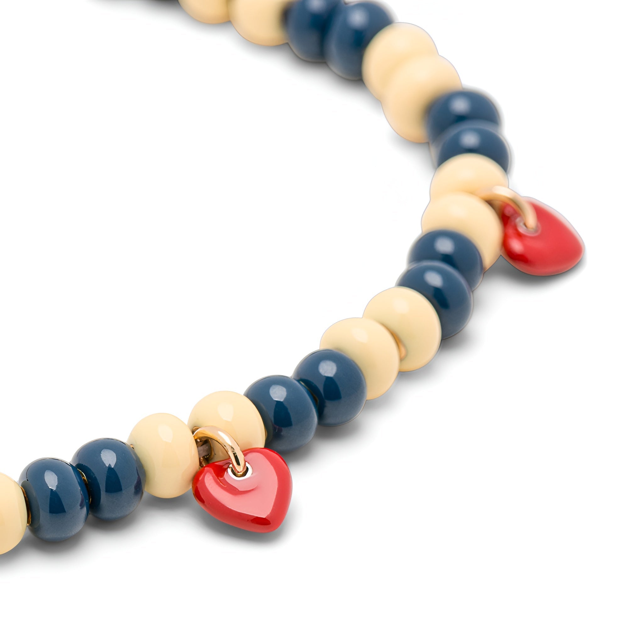 Lulu Copenhagen Armband Color Ball Heart, Soft Yellow/Retro Dark Blue, vergoldet