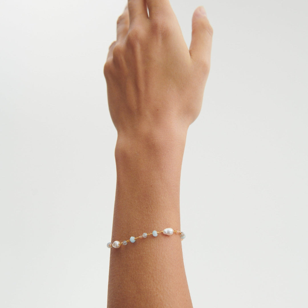 Pernille Corydon Armband Mellow Blue, vergoldet