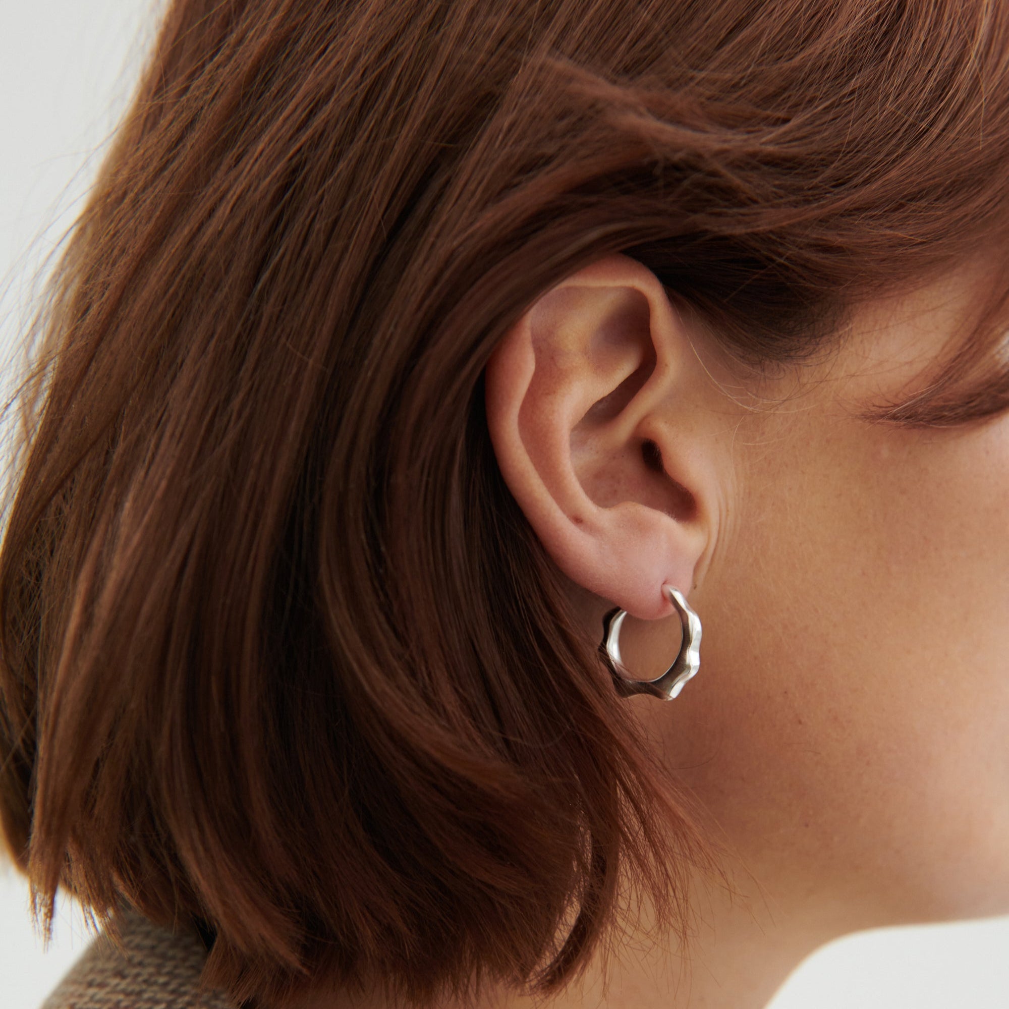 Pernille Corydon Creolen Aqua Hoops, Silber