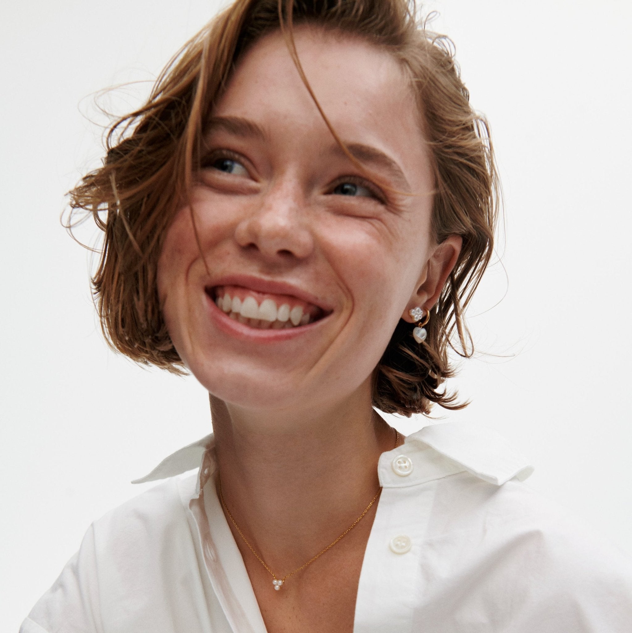 Pernille Corydon Creolen Ocean Heart Huggies, Silber