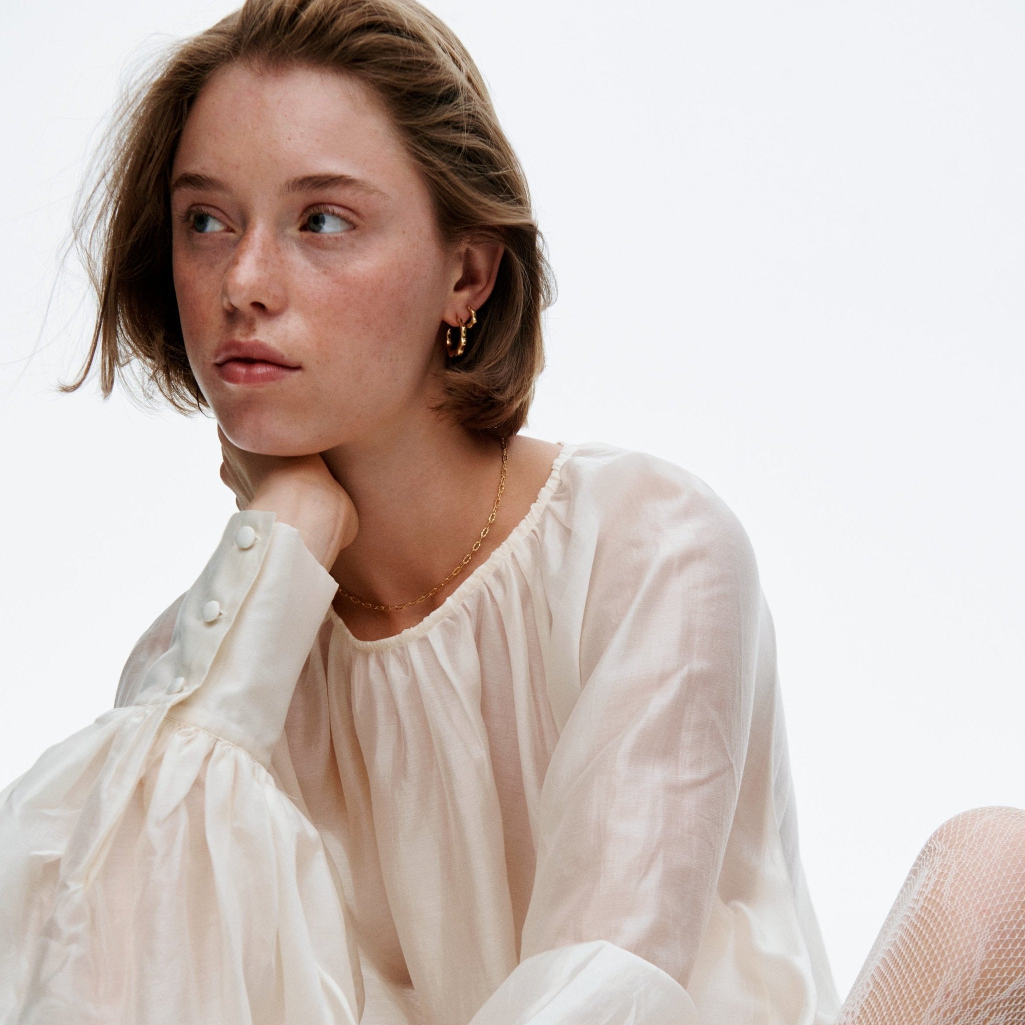 Pernille Corydon Creolen Small Aqua Hoops, Silber