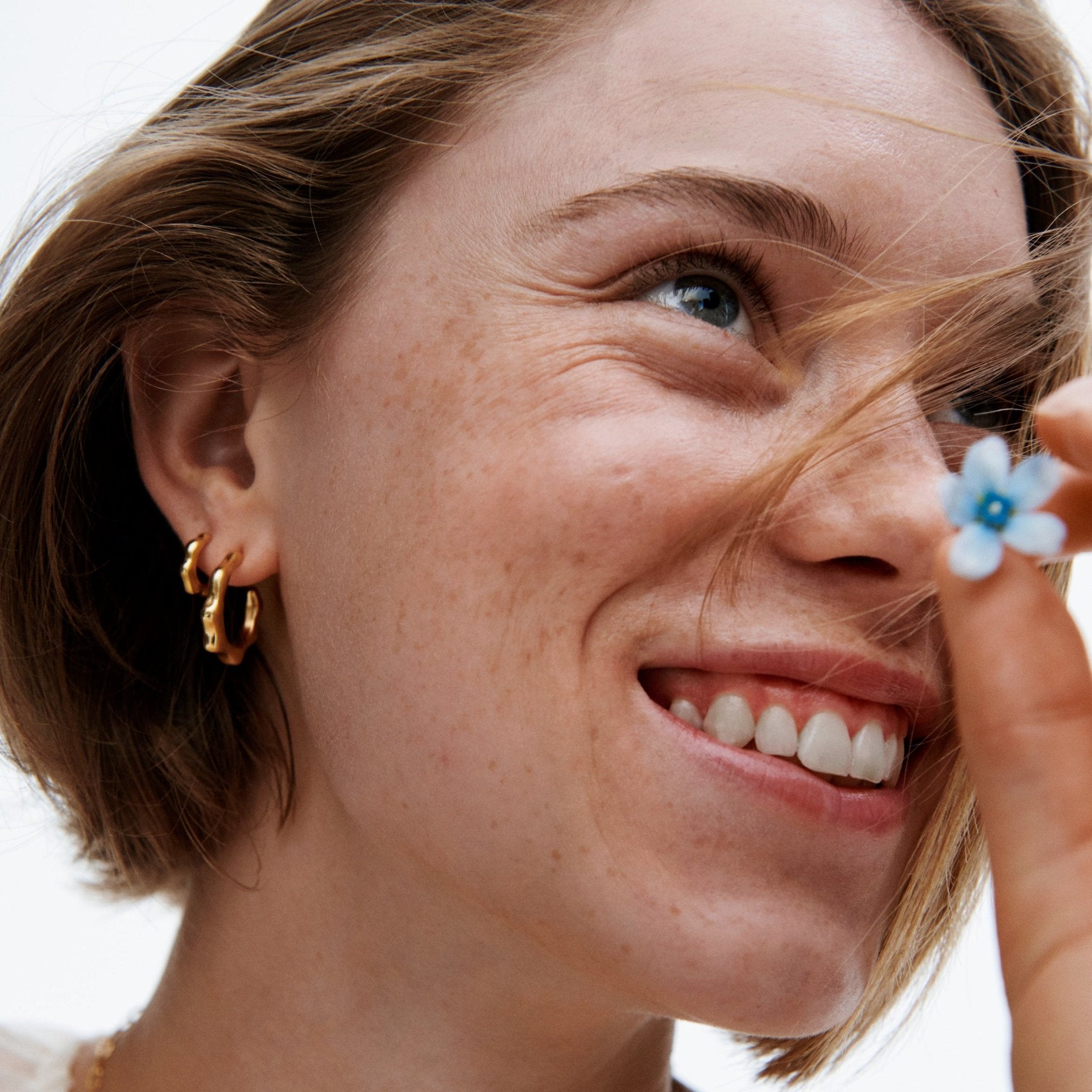 Pernille Corydon Creolen Small Aqua Hoops, Silber