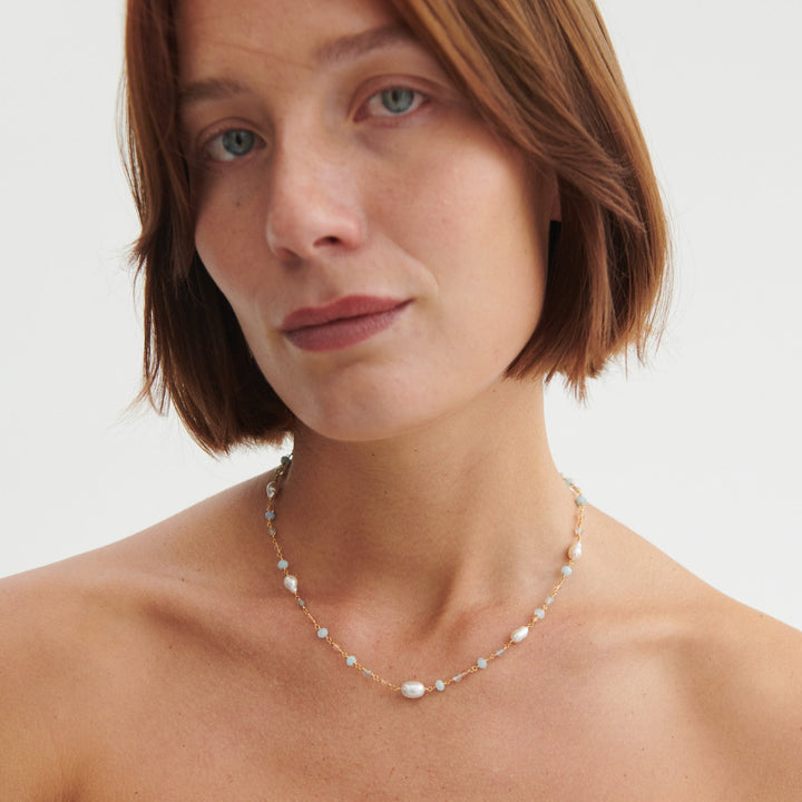 Pernille Corydon Kette Mellow Blue, Silber