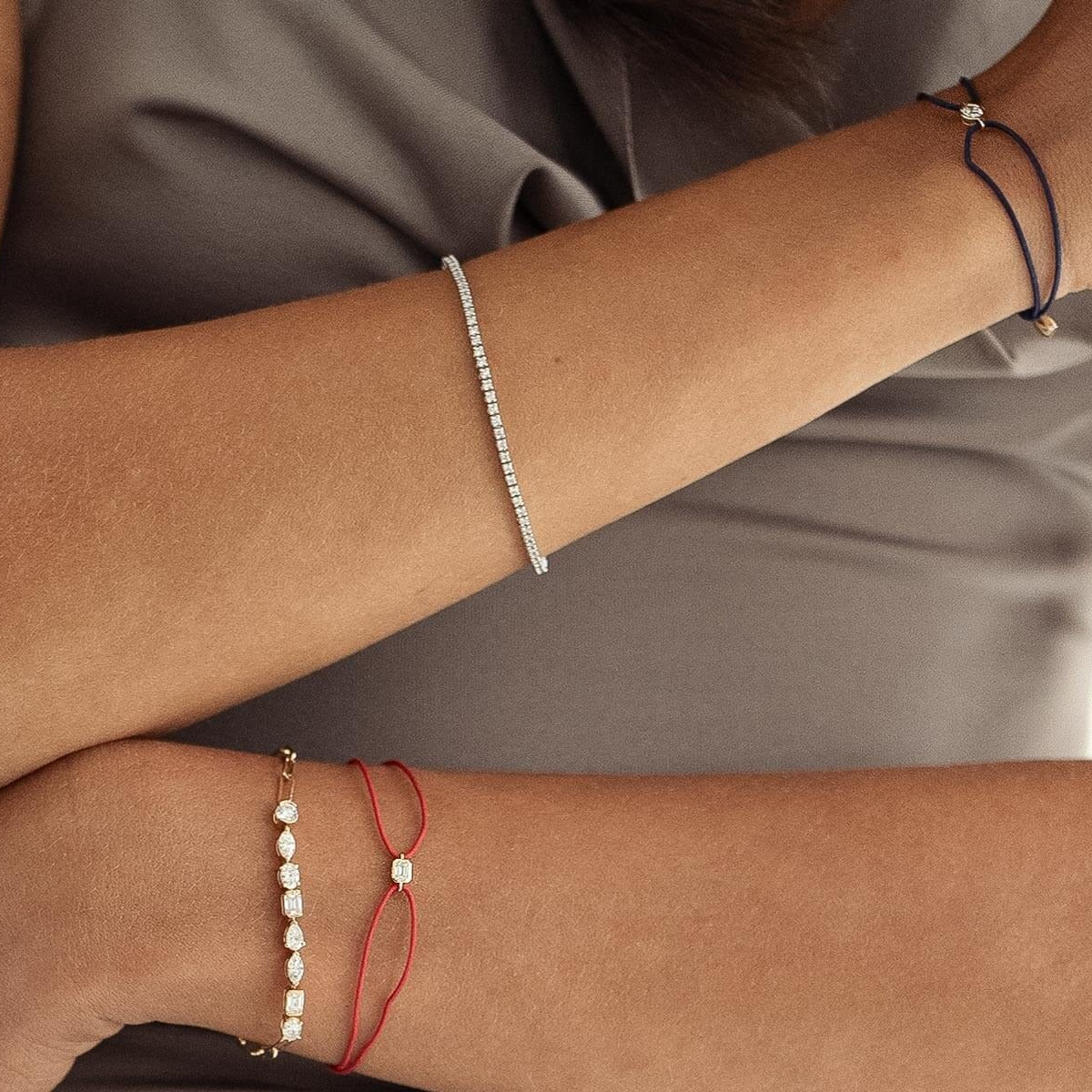 Pukka Berlin Armband Eka - Diamond Round, chocolate brown, 14 K Gelbgold