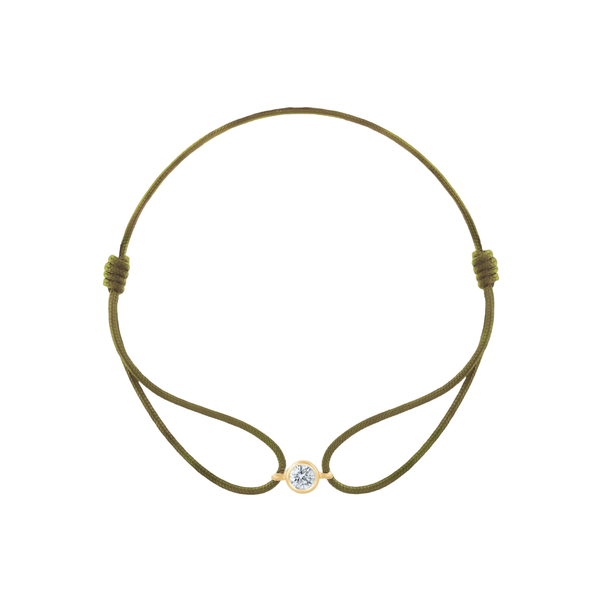 Pukka Berlin Armband Eka - Diamond Round, khaki, 14 K Gelbgold