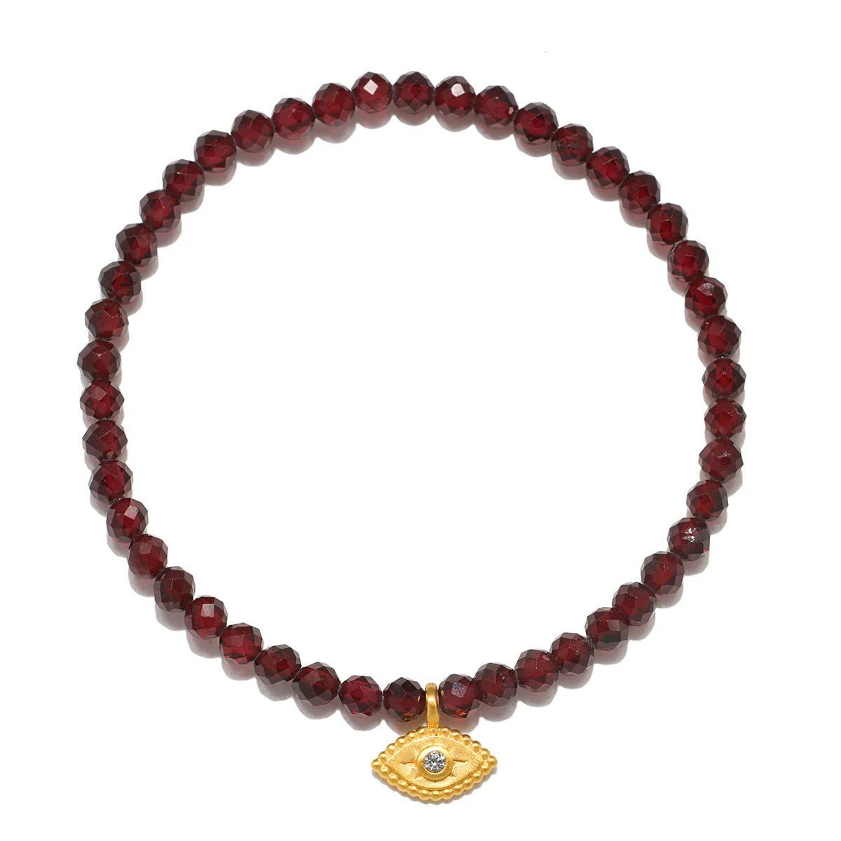 Satya Jewelry Armband Loving Protection Garnet Evil Eye, vergoldet