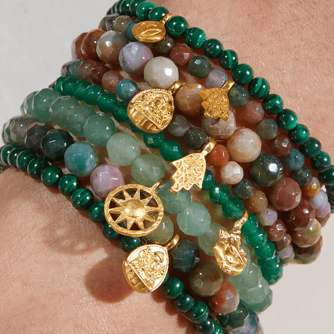 Satya Jewelry Armband Personal Evolution Lotus Malachite, vergoldet