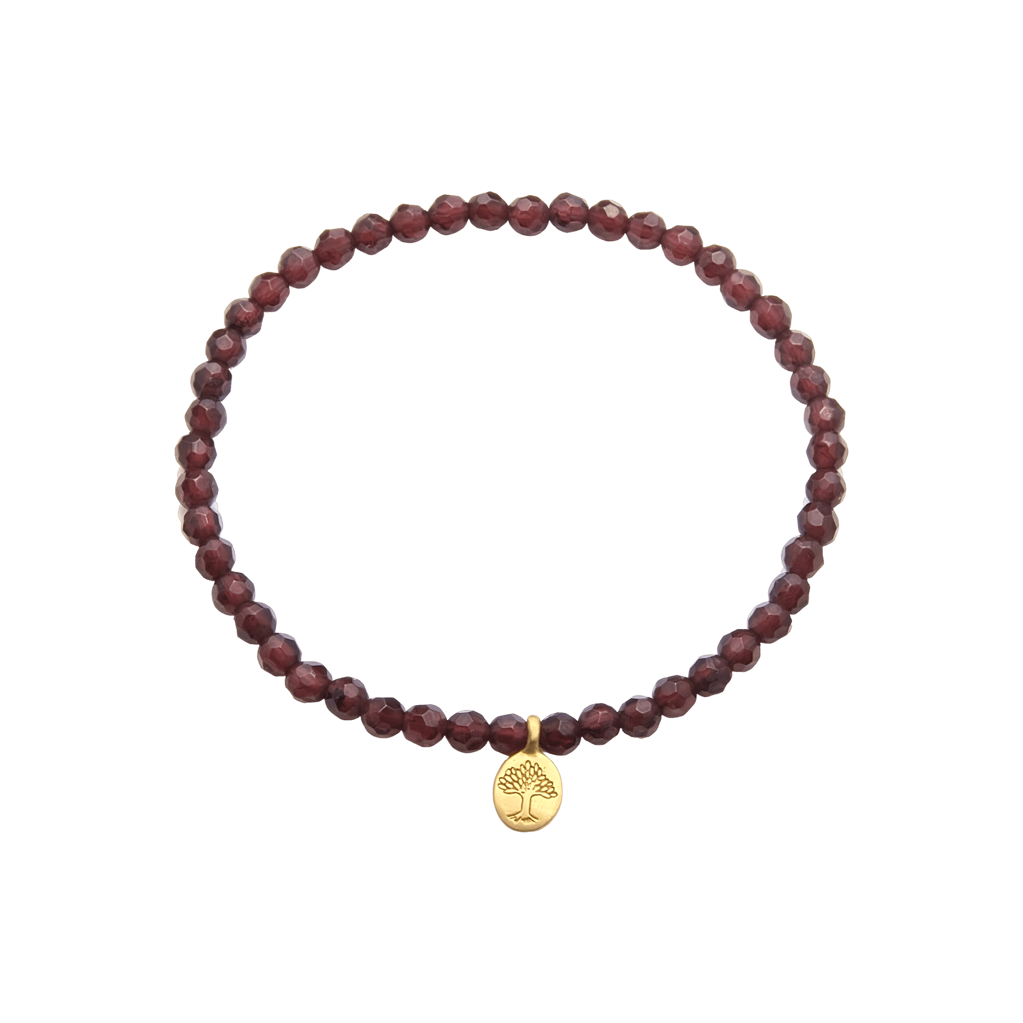 Satya Jewelry Armband Tree of Life Garnet Gemstone, vergoldet