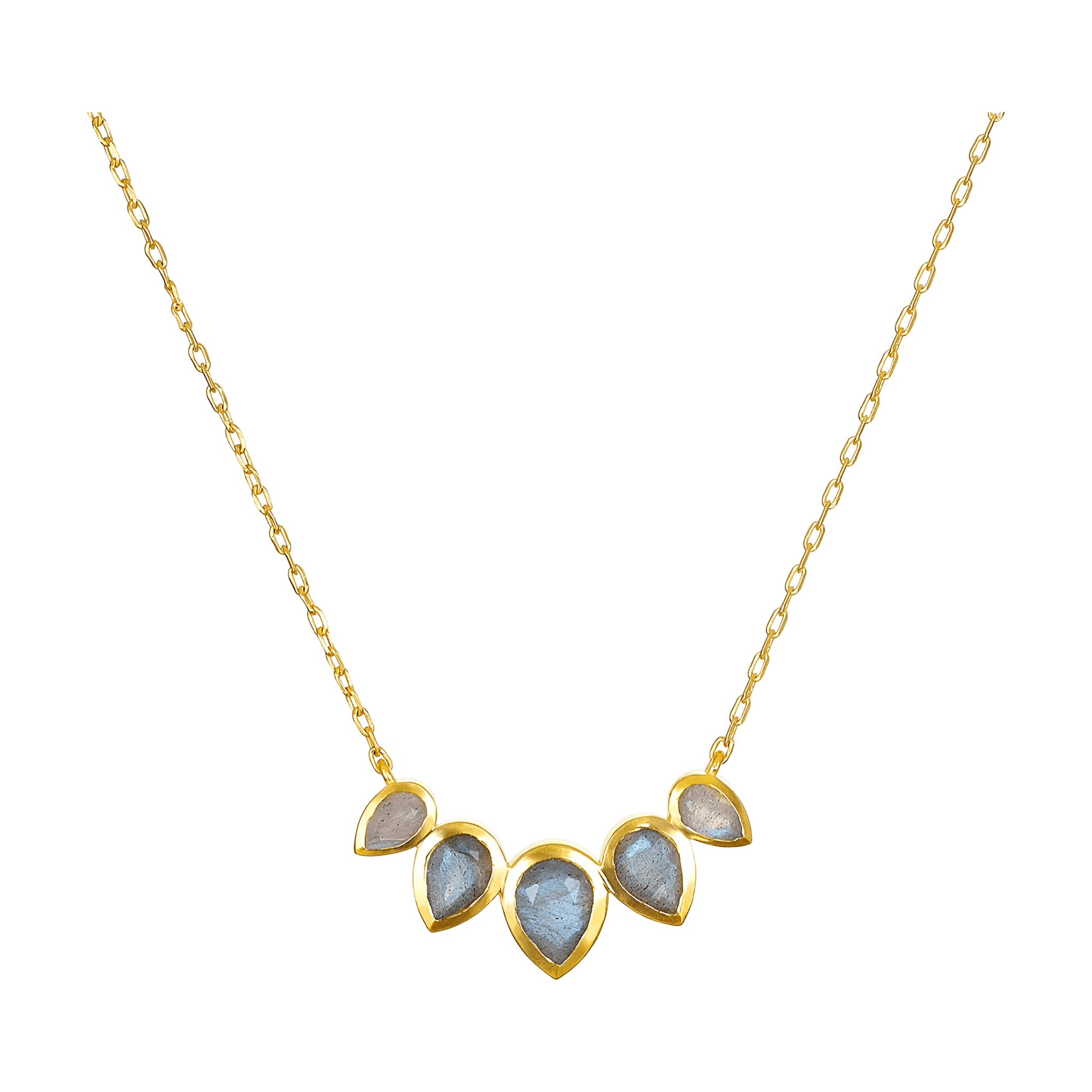 Satya Jewelry Kette Awaken Intuition Labradorite Petal, vergoldet