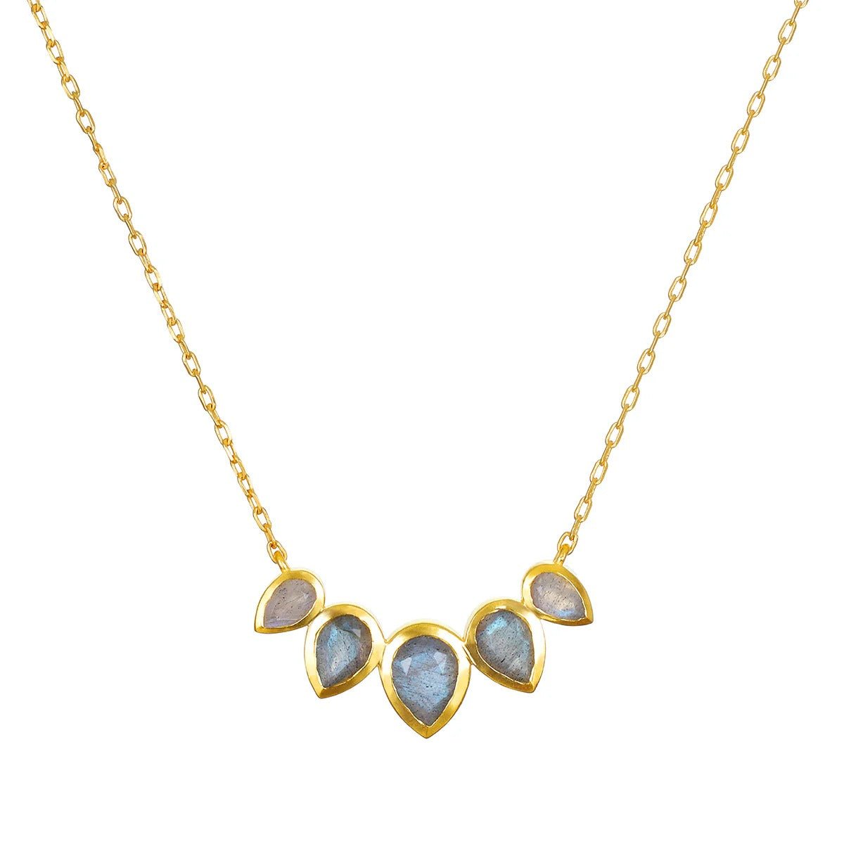 Satya Jewelry Kette Awaken Intuition Labradorite Petal, vergoldet