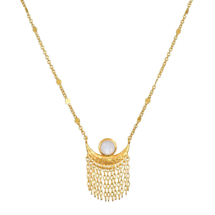 Satya Jewelry Kette Cascade of Starlight Moonstone Fringe, vergoldet