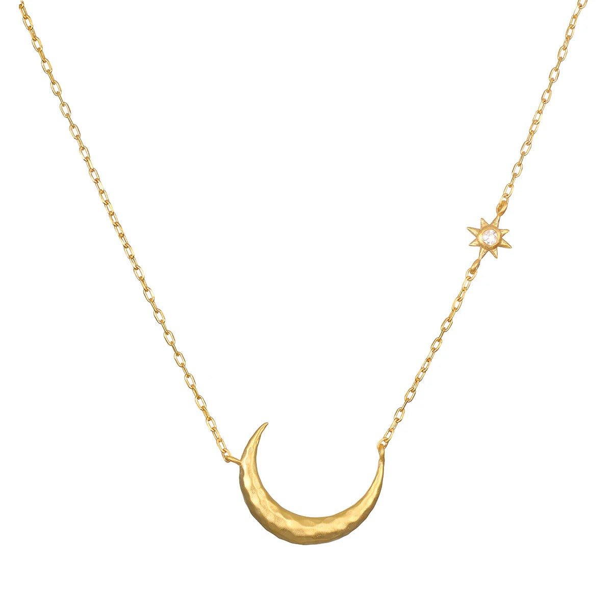 Satya Jewelry Kette Ethereal Guide Moonstone Moon and Star, vergoldet