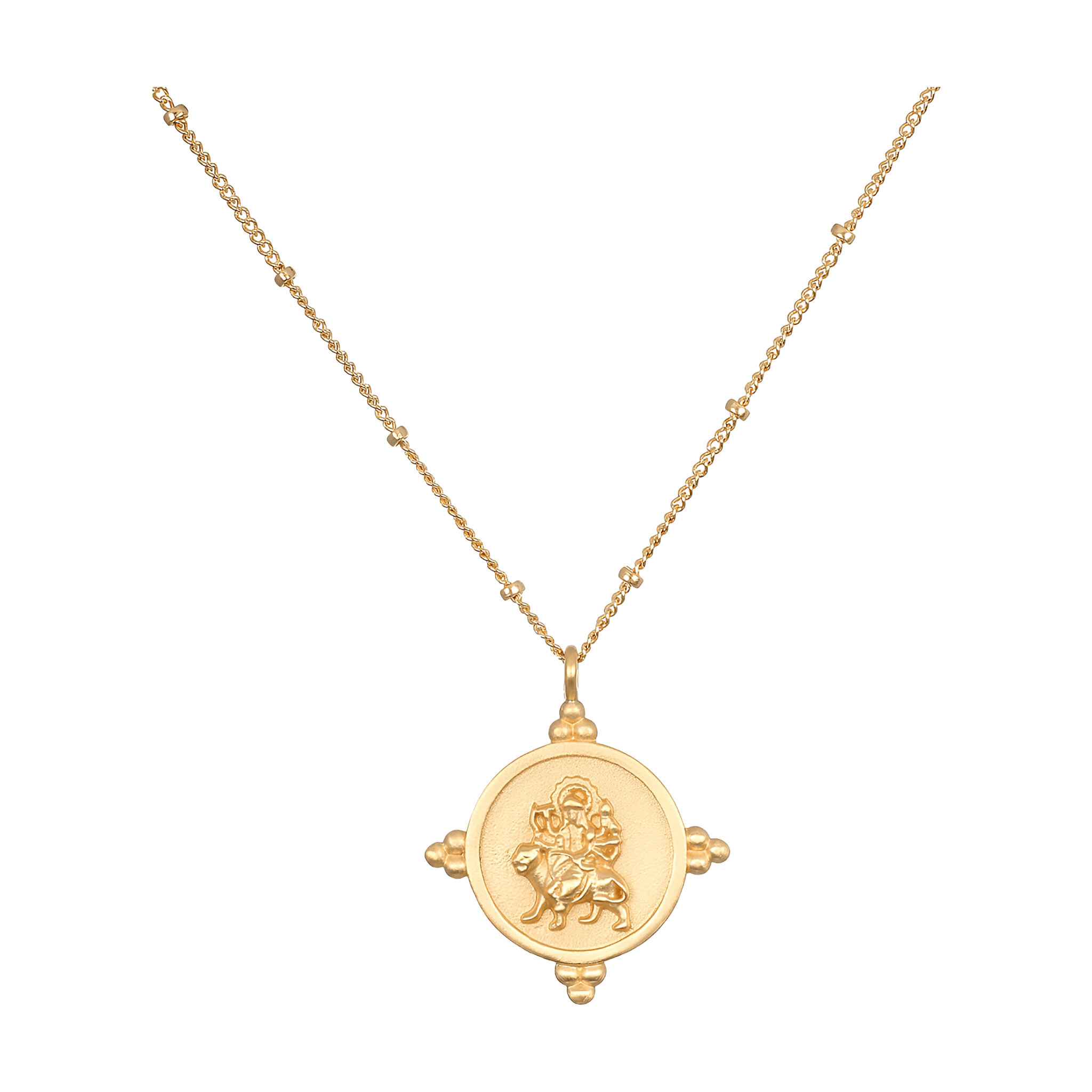 Satya Jewelry Kette Goddess of Strength Durga Coin, vergoldet
