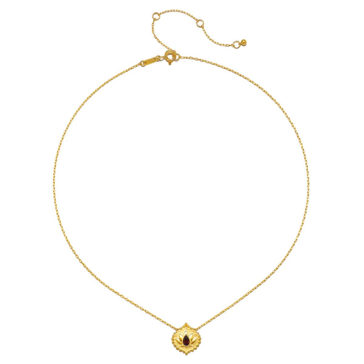 Satya Jewelry Kette Grounded in Strength Garnet Lotus, vergoldet