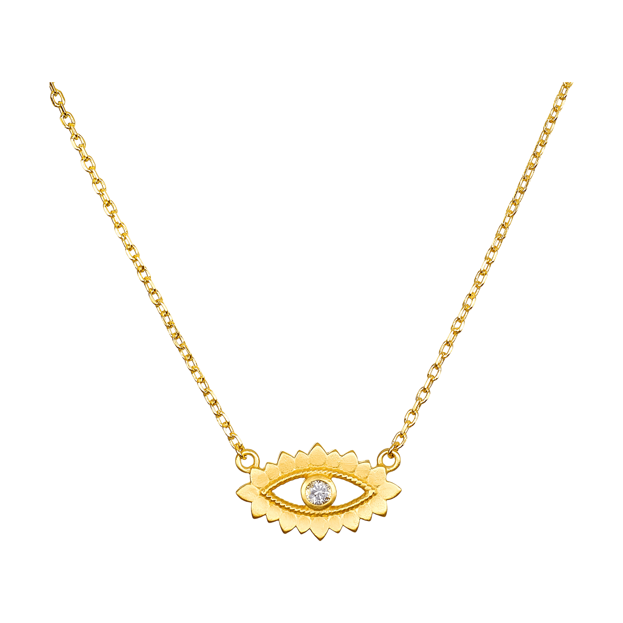 Satya Jewelry Kette Ignite Intuition White Topaz Evil Eye, vergoldet