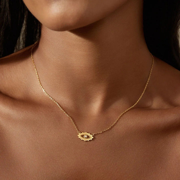 Satya Jewelry Kette Ignite Intuition White Topaz Evil Eye, vergoldet