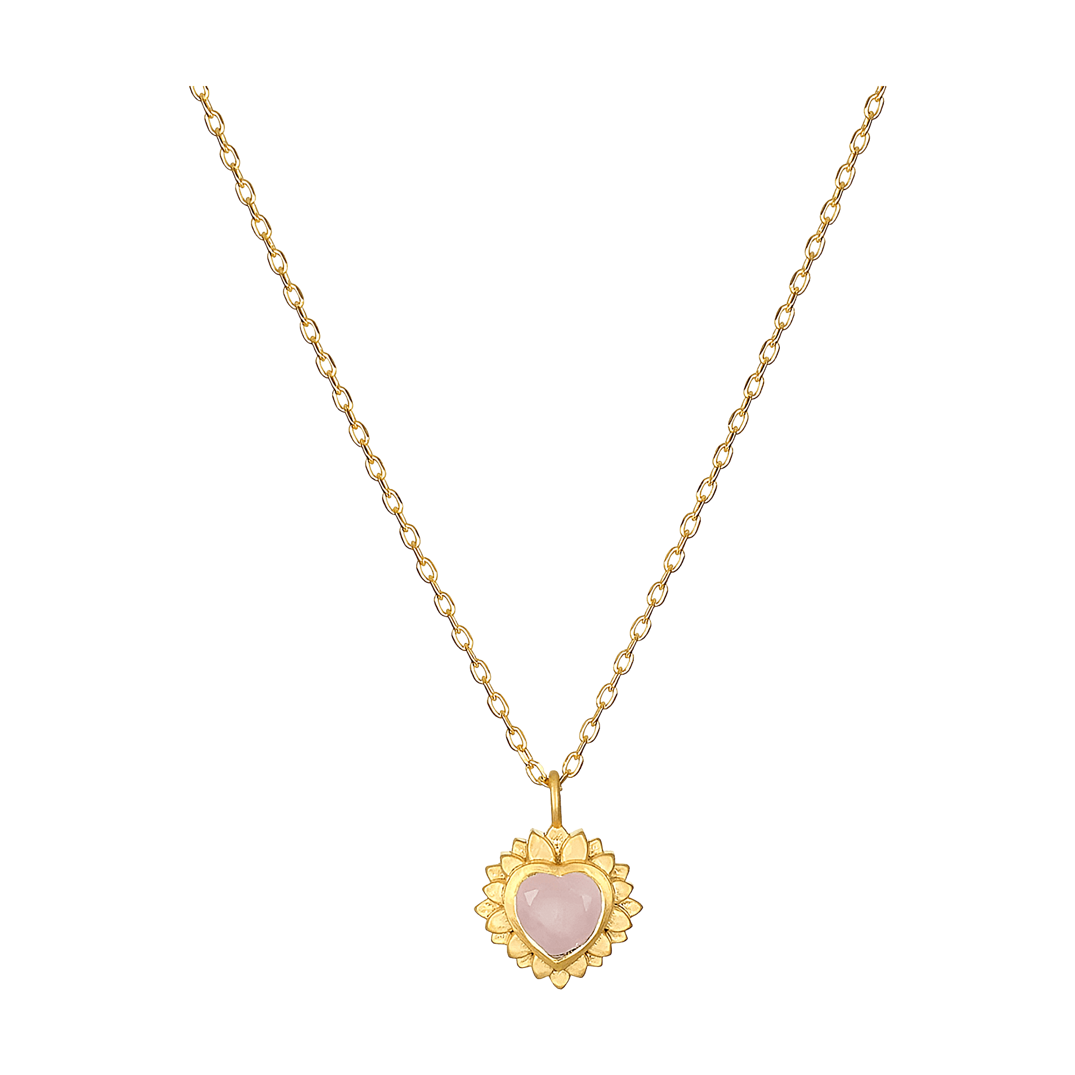 Satya Jewelry Kette Journey to Love Rose Quartz Lotus Heart, vergoldet