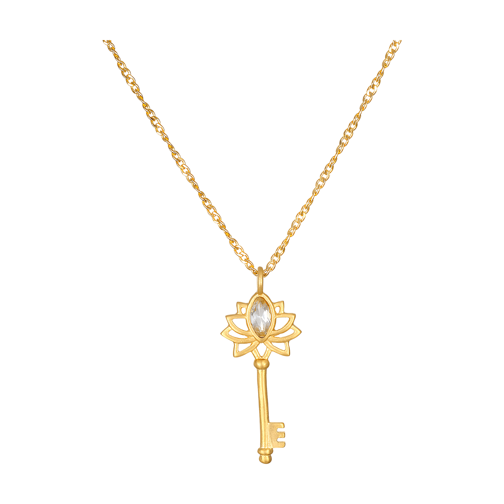 Satya Jewelry Kette Key to My Heart White Topaz Key, vergoldet