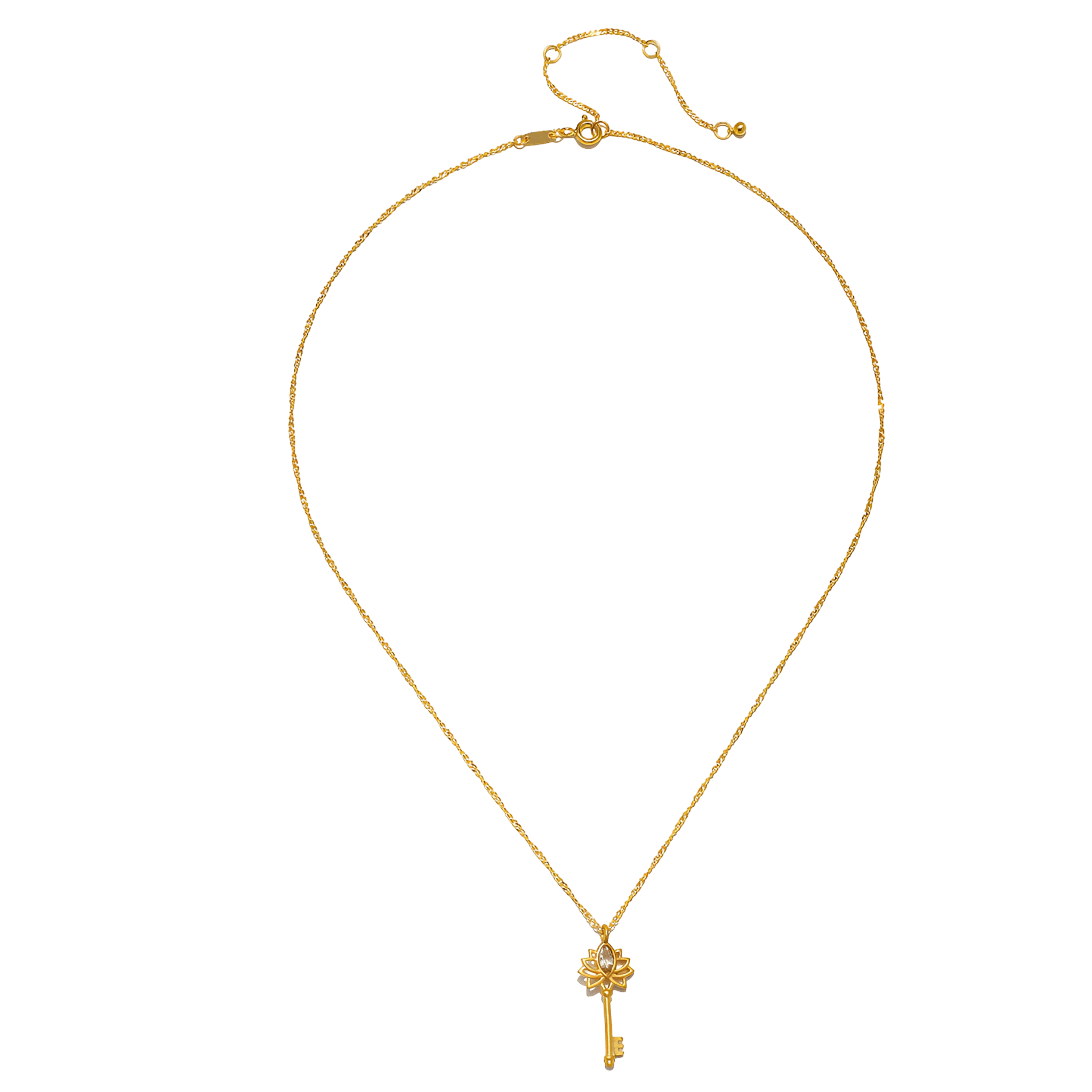 Satya Jewelry Kette Key to My Heart White Topaz Key, vergoldet
