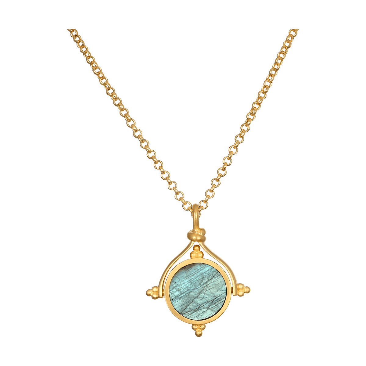 Satya Jewelry Kette Path of Awakening Labradorite Lotus Spinner, vergoldet