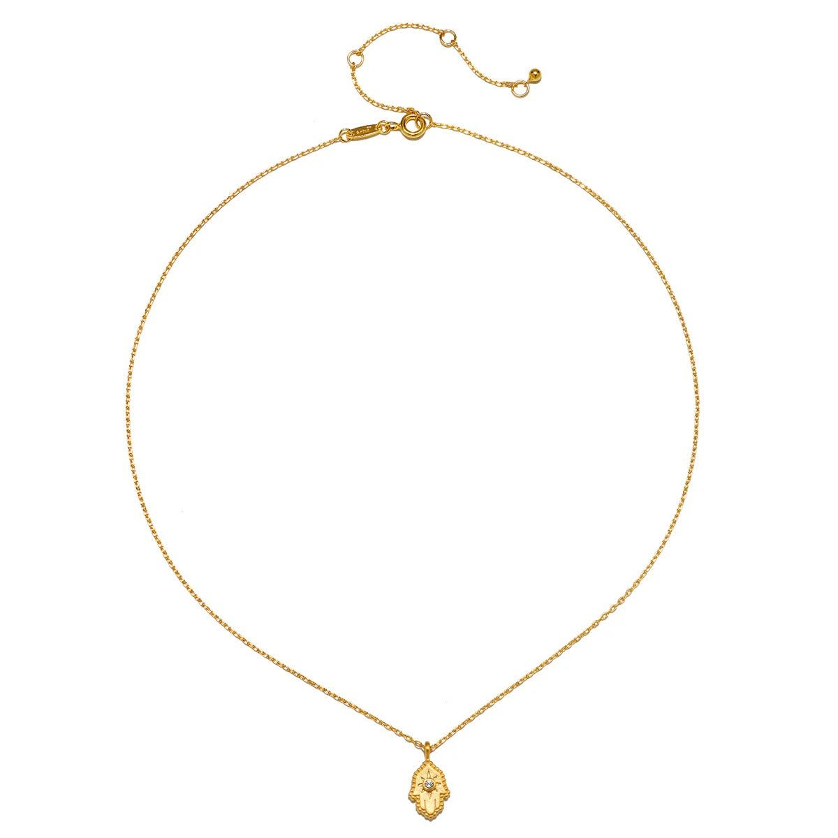 Satya Jewelry Kette Protective Hand White Topaz Hamsa, vergoldet