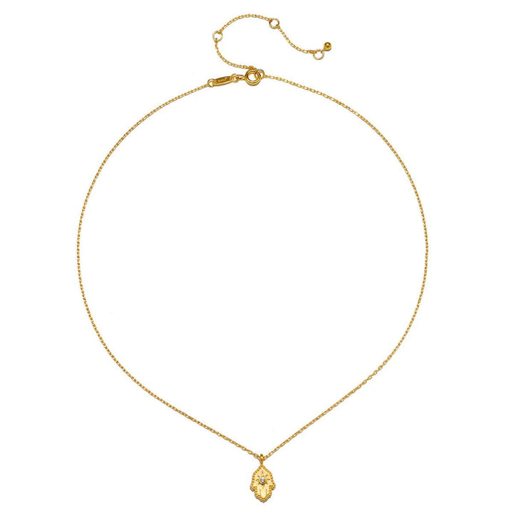 Satya Jewelry Kette Protective Hand White Topaz Hamsa, vergoldet