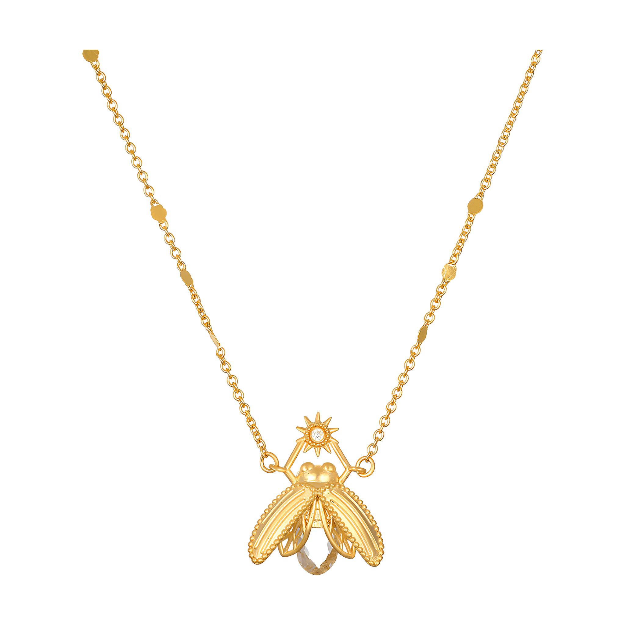 Satya Jewelry Kette Sacred Light White Topaz Firefly, vergoldet