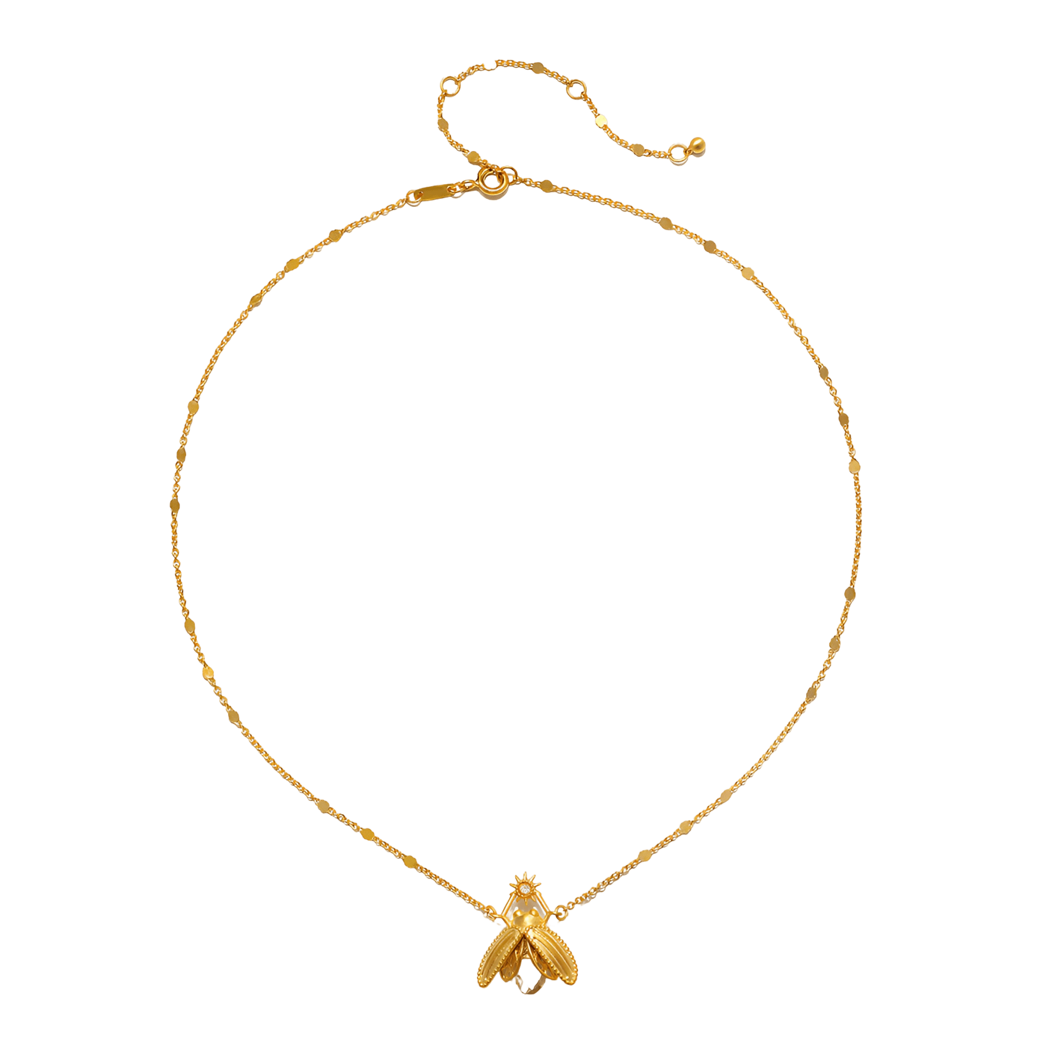 Satya Jewelry Kette Sacred Light White Topaz Firefly, vergoldet