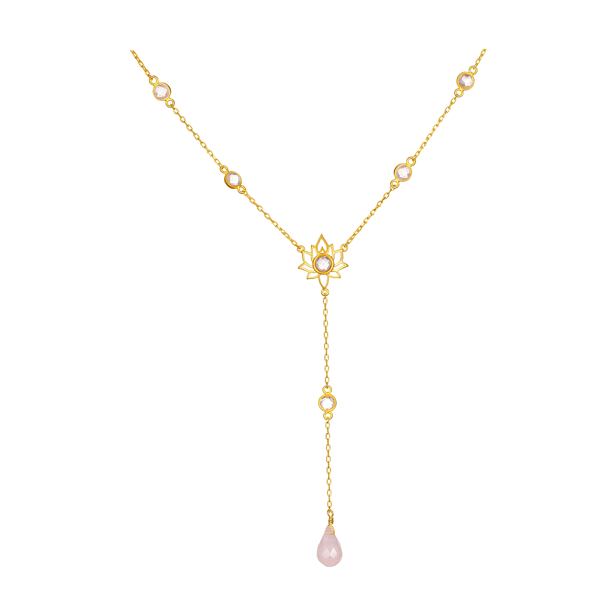 Satya Jewelry Kette Transformed by Love Lotus Lariat, vergoldet