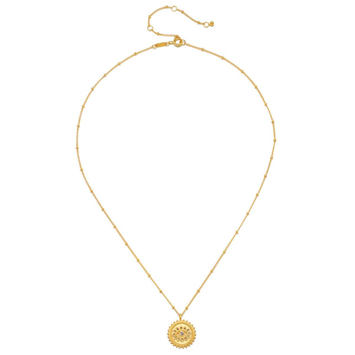 Satya Jewelry Kette True Visionary White Topaz Evil Eye Coin, vergoldet
