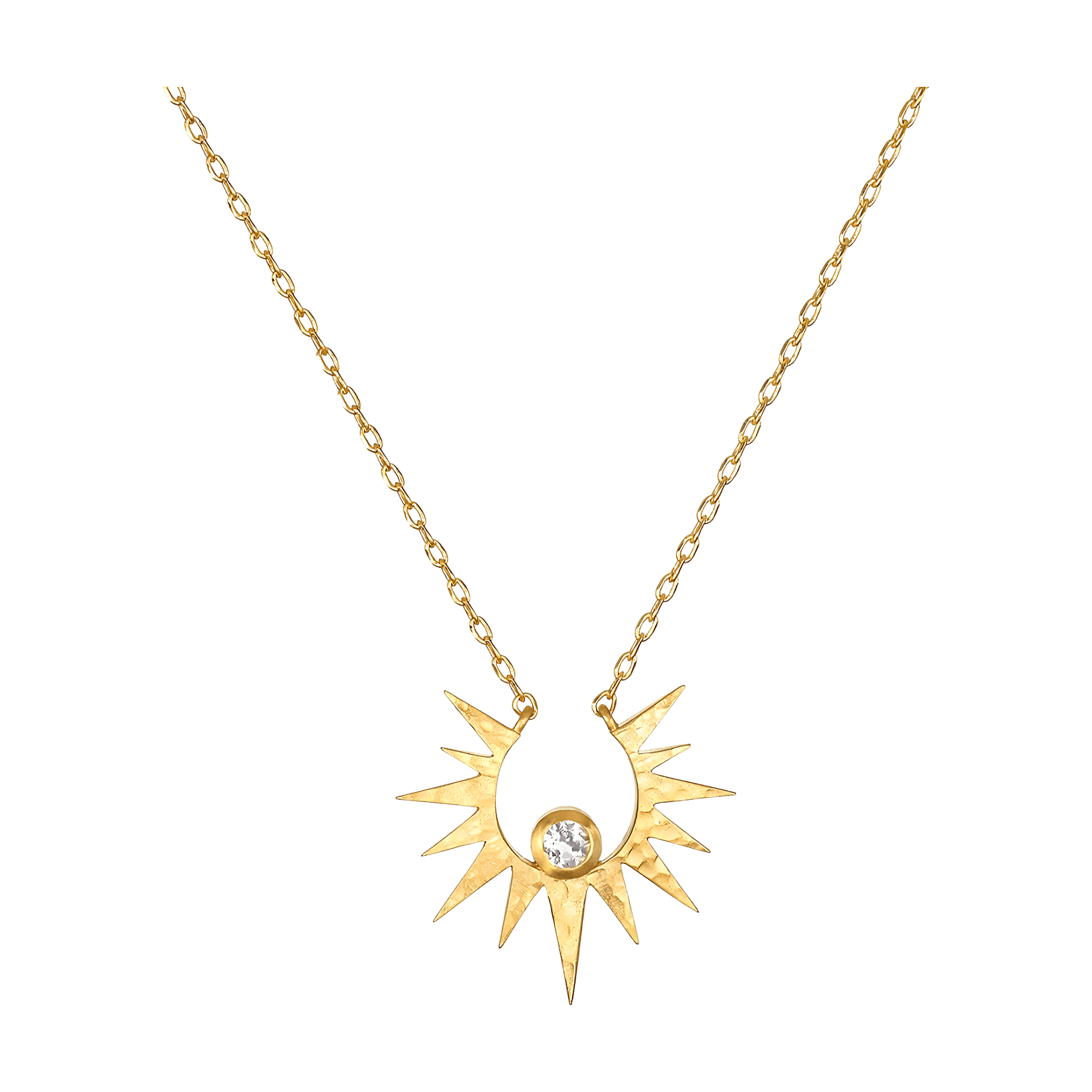 Satya Jewelry Kette Unveiling Dreams White Topaz Starburst, vergoldet