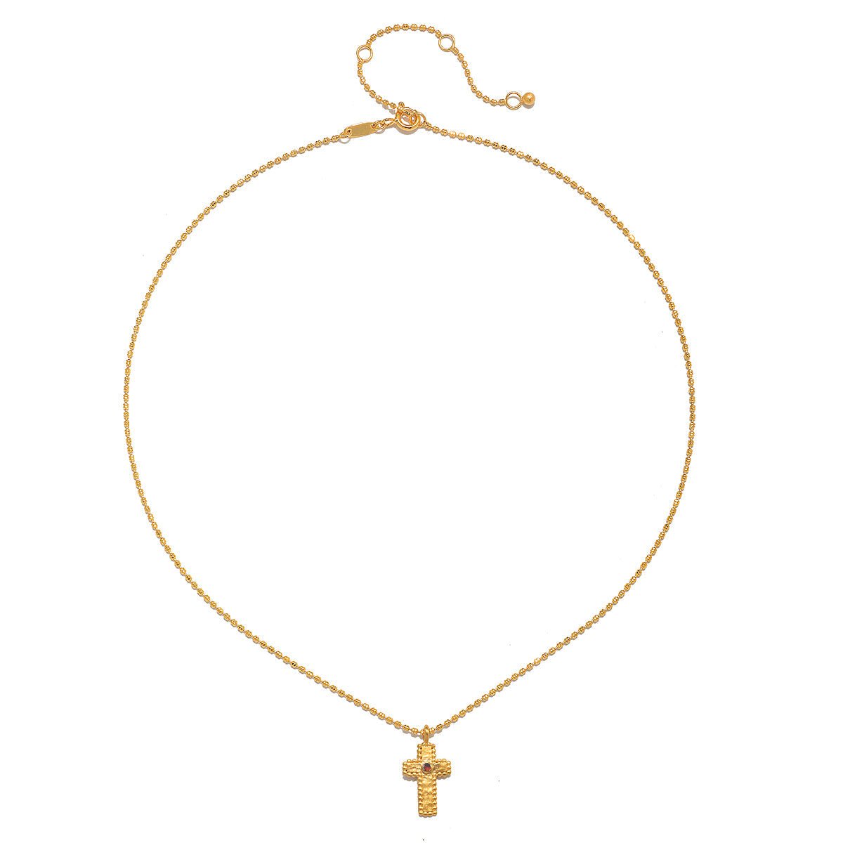 Satya Jewelry Kette Unwavering Faith Garnet Cross, vergoldet