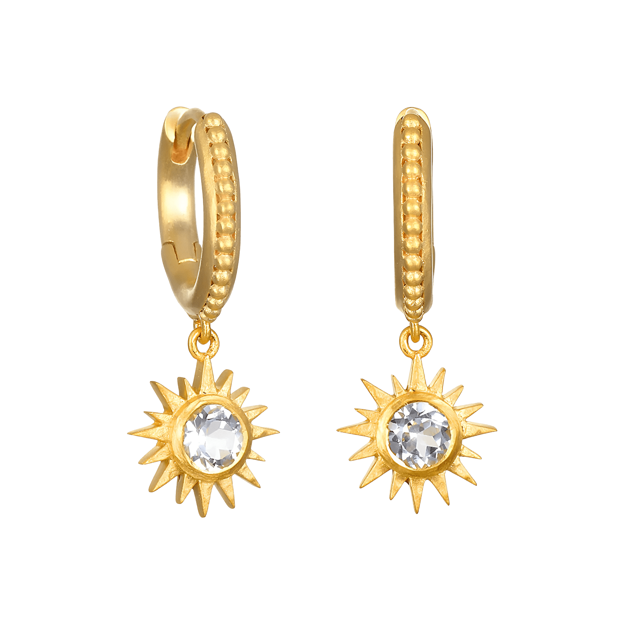 Satya Jewelry Ohrringe Dream Messenger White Topaz Starburst, vergoldet