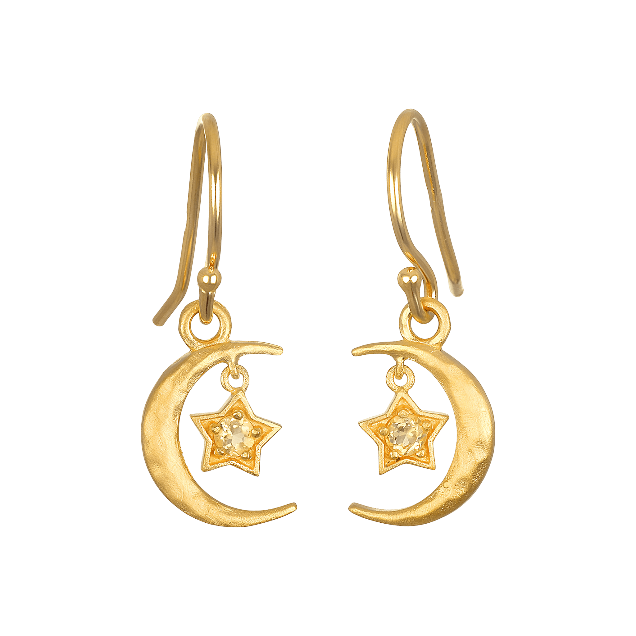 Satya Jewelry Ohrringe Dual Guides Moon Citrine, vergoldet