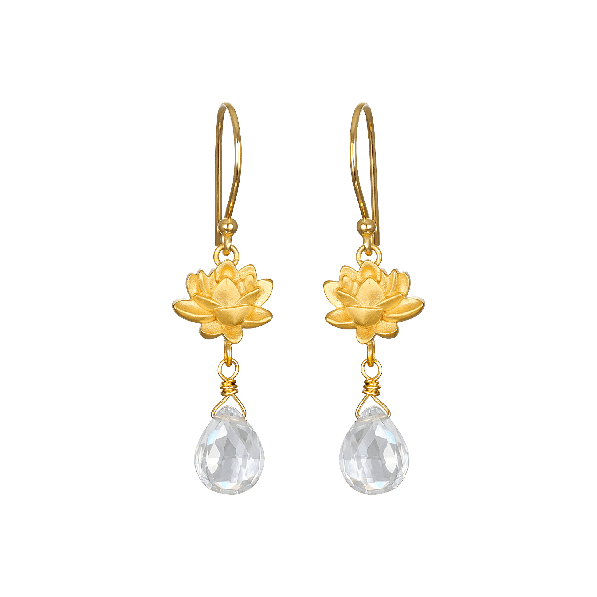 Satya Jewelry Ohrringe Spiritual Journey Lotus Crystal, vergoldet