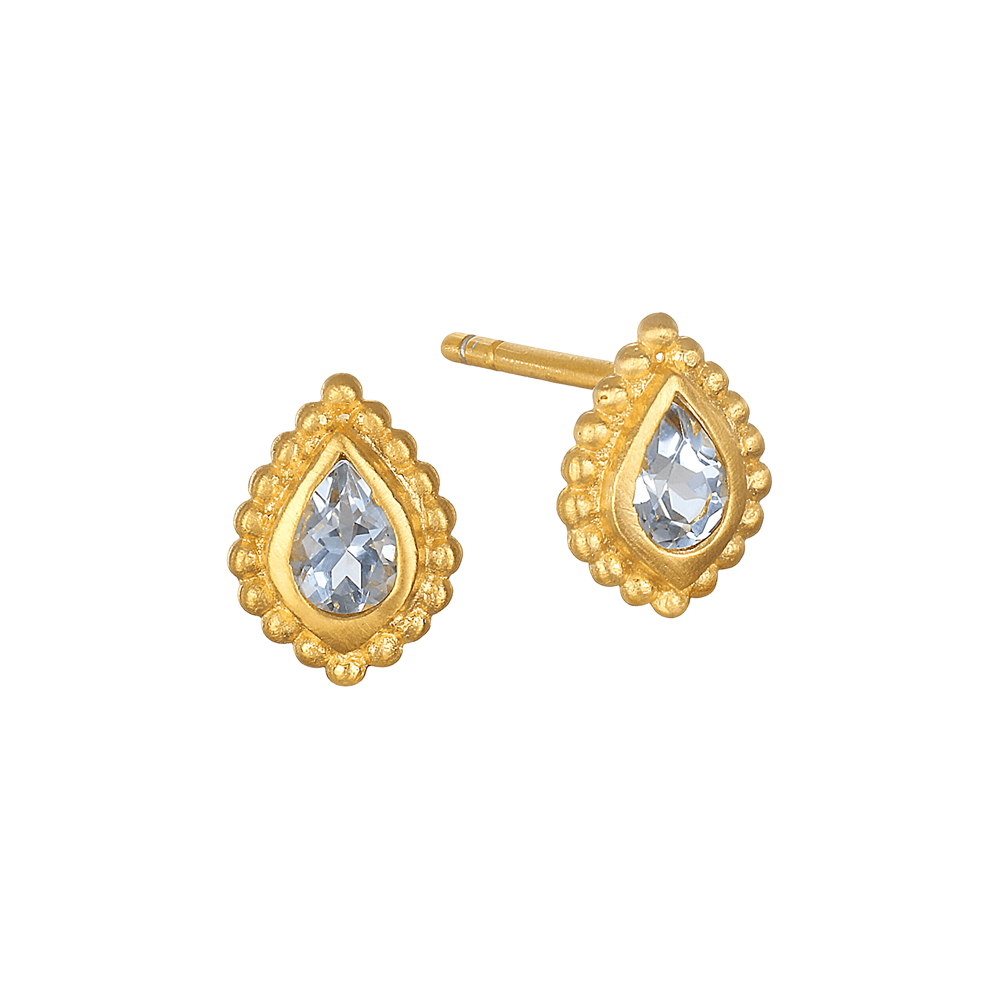 Satya Jewelry Ohrstecker Commune with Love Blue Topaz Stud, vergoldet