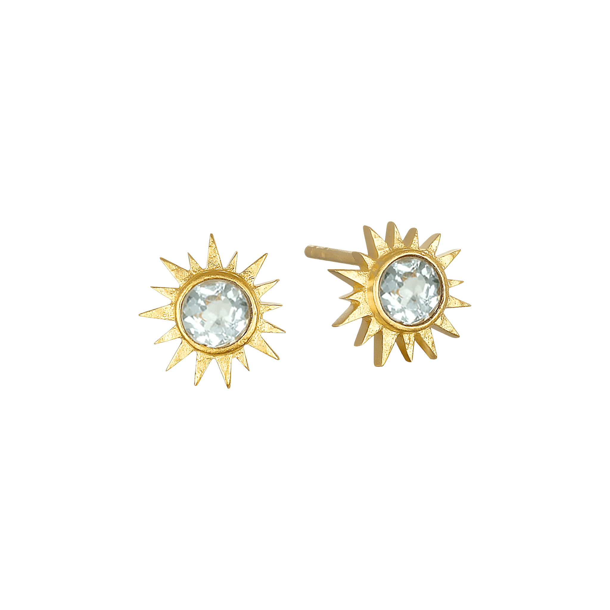 Satya Jewelry Ohrstecker Light Seeker Blue Topaz Starburst, vergoldet