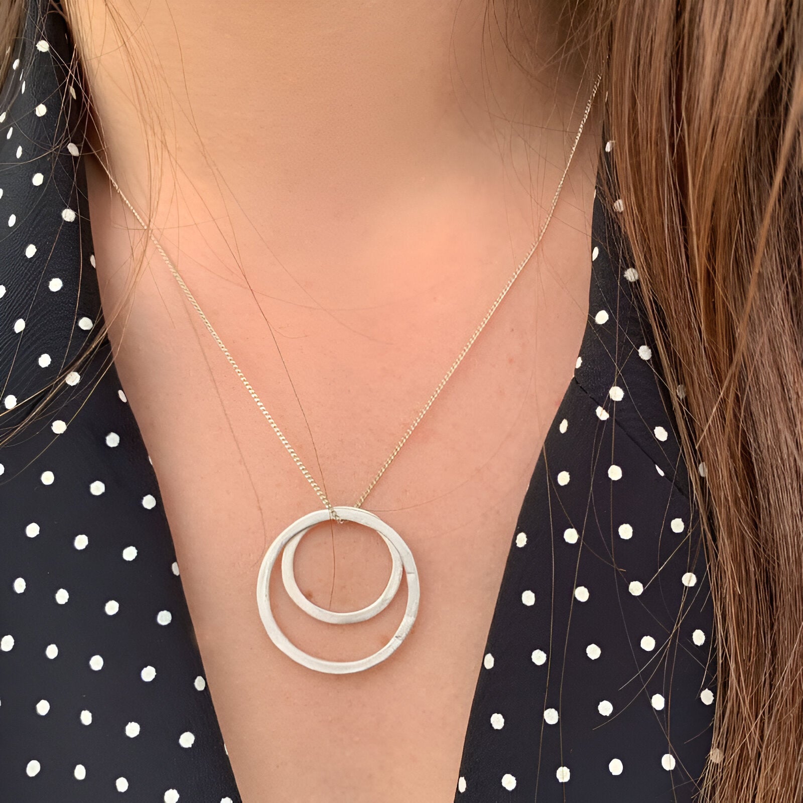 Susi Cala Kette Double Hoop L/M Pendant, Silber